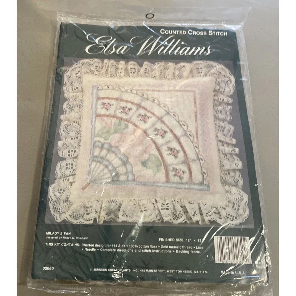 Vintage Elsa Williams Counted Cross‎ Stitch Milady's Fan Kit 12